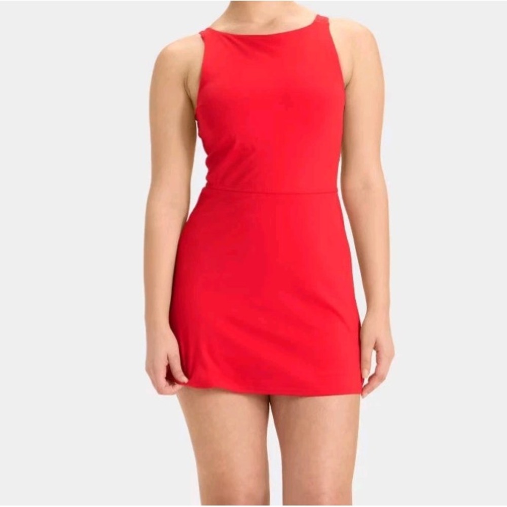 Women's Knit High Neck Halter Active Dress - All In Motion size XXL Red